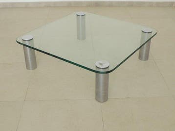 Salontafel - Glas, Staal - Glazen blad en poten van