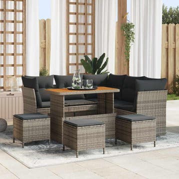 vidaXL Tuin Sofa Set 9 st 5-Aantal zitplaatsen Grijs poly, Verzenden, Nieuw, Meer dan 8 zitplaatsen