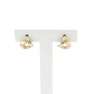 Tricolor gouden oorstekers (Oorbellen), Ophalen of Verzenden, Gebruikt, Goud, Goud