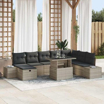 vidaXL Tuin Sofa Set 11 st poly rattan, Verzenden, Nieuw, Meer dan 8 zitplaatsen