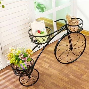 3-laags smeedijzeren plantenrek in fietsvorm – decoratief, Tuin en Terras, Tuintafels, Nieuw