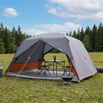 vidaXL Backpacking Tent Grijs en Oranje 4-persoons, Verzenden, Nieuw, Tot en met 2