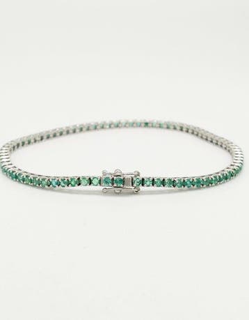 Armband - 18 karaat Witgoud Smaragd, Sieraden, Tassen en Uiterlijk, Nieuw