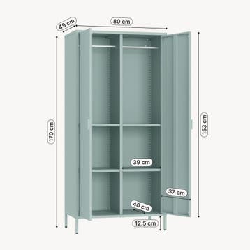 Kledingkast Esteli 2-deurs 170x80x45 cm mintgroen [en.casa], Verzenden, Nieuw