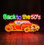 Back to the Fifties Hot Rod Neon Met Achterplaat 81 x 48 cm, Ophalen, Gebruikt