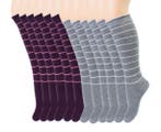 6 paar Kniekousen - Glitter - Gestreept - Paars-Grijs, Verzenden, Nieuw