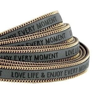 20 cm Quote imi leer 10mm met schakelketting goud - Love..., Ophalen of Verzenden, Nieuw, Draad