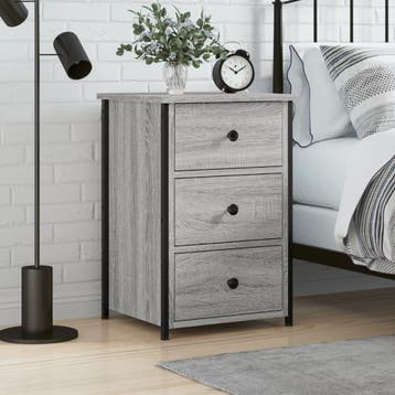 vidaXL Nachtkastje 40x36x60 cm bewerkt hout grijs sonoma, Minder dan 45 cm, Verzenden, Nieuw, 55 tot 70 cm
