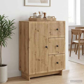 vidaXL Dressoir Artisanaal eiken 66 x 34,5 x 90 cm Bewerkt, Verzenden, Nieuw, Overige houtsoorten, Minder dan 50 cm