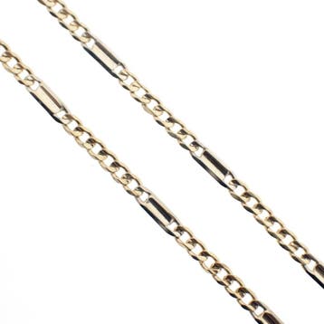 Bicolor gouden Figaro schakelketting, Ophalen of Verzenden, Gebruikt, Goud, Goud