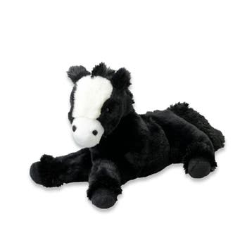 Pluche paard knuffel - zwart - liggend - 30 cm - polyester, Kinderen en Baby's, Speelgoed | Knuffels en Pluche, Verzenden, Nieuw