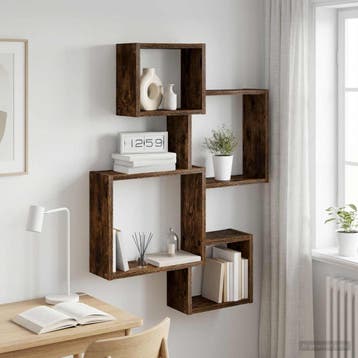 vidaXL Wand Cube Planken Muurmontage Gerookt eiken 64 x 13,5, Verzenden, Nieuw