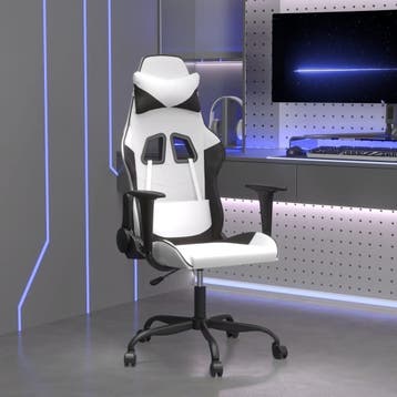 vidaXL Massage gamestoel kunstleer wit en zwart, Verzenden, Nieuw, Wit