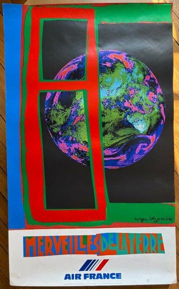 Roger Bezombes - Affiche ORIGINALE AIR FRANCE — « Merveilles