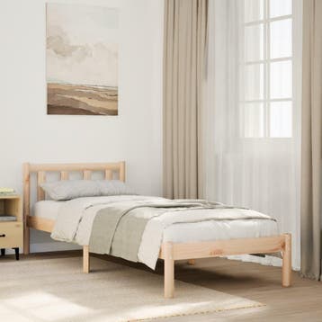 vidaXL Bedframe extra lang zonder matras massief grenenhout, Huis en Inrichting, Slaapkamer | Bedden, Eenpersoons, Bruin, Verzenden