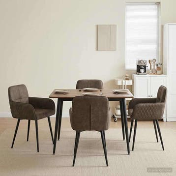 vidaXL Eettafelstoelen 4 st Nep Suede Leer Donkergrijs, Huis en Inrichting, Stoelen, Verzenden, Nieuw