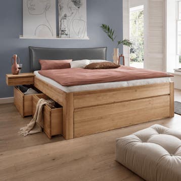 Forestales Ragnor Massief Eiken Houten Bed met Lades 55CM -, Nieuw