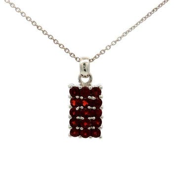 Zonder minimumprijs - Hanger Zilver - 1.20ct. tw. Granaat -
