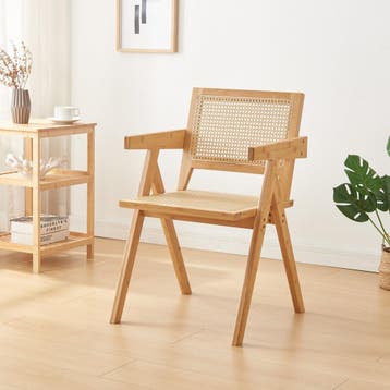 Eetkamerstoel Asikkala 79x50x50 cm bamboe rotan look naturel, Verzenden, Nieuw