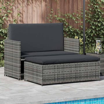 vidaXL 2-delige Loungeset met kussens poly rattan grijs, Verzenden, Nieuw, Loungeset