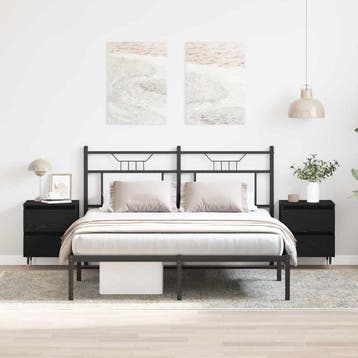 vidaXL Nachtkastje 2 st Zwart Eiken 40 x 35 x 50 cm Bewerkt, Minder dan 45 cm, Verzenden, Nieuw, Minder dan 55 cm