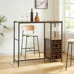 Bartafel Trøndelag met wijnrek 120x40x105 cm zwart en walnoo, Huis en Inrichting, Tafels | Statafels, Verzenden, Nieuw