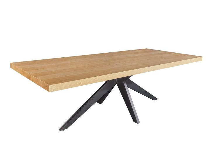 Eettafel ZEUS 240 cm, natuurlijke eikenhoutlook met zwart, Huis en Inrichting, Tafels | Eettafels, Ophalen of Verzenden