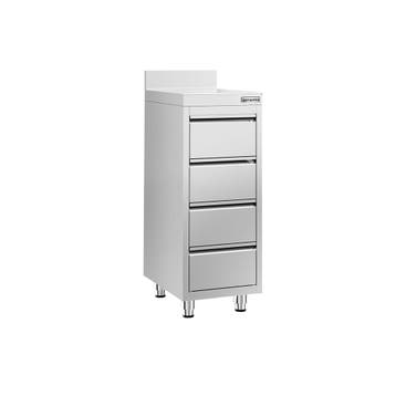 GGM Gastro | Ladenkast PREMIUM - RVS - met 4 laden - met |, Verzenden, Nieuw in verpakking, RVS Meubilair
