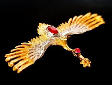 Broche – Ooievaar met uitgestrekte vleugels - Boodschapper, Antiek en Kunst
