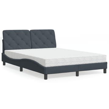 vidaXL Bed met matras fluweel donkergrijs 140x190 cm, Verzenden, Nieuw, Tweepersoons, 140 cm