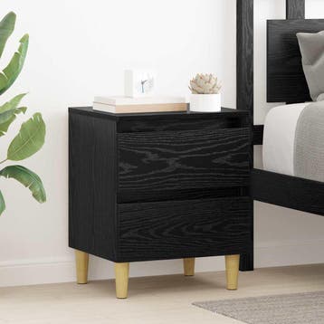 vidaXL Bedkast Zwart Eiken 40 x 35 x 50 cm Bewerkt hout, Minder dan 45 cm, Verzenden, Nieuw, Minder dan 55 cm
