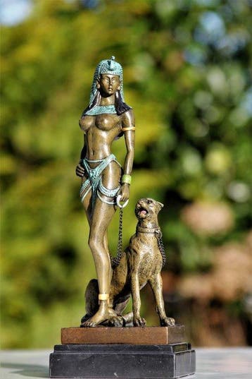 Beeld, cleopatra - 25 cm - brons marmer