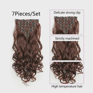 Clip-in Haarverlenging 7 Delig - 55cm Lang Krullend Syntheti, Verzenden, Nieuw