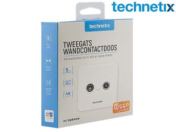 Wandcontactdoos Coax tweegats - Technetix, Ophalen of Verzenden, Nieuw
