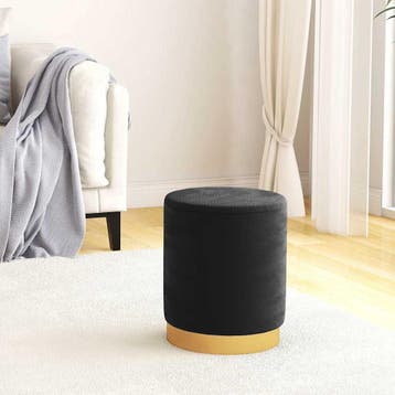 vidaXL Hocker met opbergruimte rond fluweel 31 x 37 cm zwart, Verzenden, Nieuw, Zwart