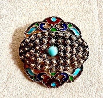 Turquoise - Zilver - Speld - Met e-mail
