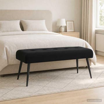 vidaXL Bank met knoopverstelling Zwart 110 x 40 x 46 cm, Verzenden, Nieuw, Stof