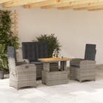 vidaXL 4-delige Tuinset met kussens poly rattan grijs, 4 zitplaatsen, Nieuw, Tuinset, Verzenden