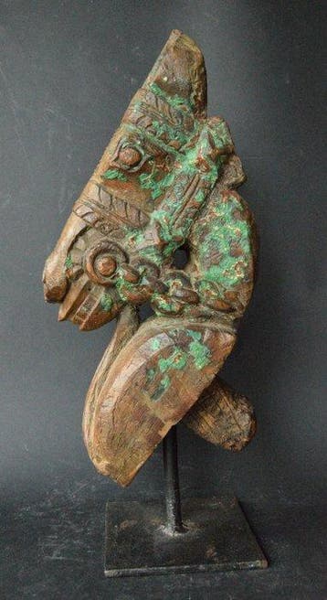 sculptuur, Ancienne tête de cheval Marwari - 40 cm - Teak -