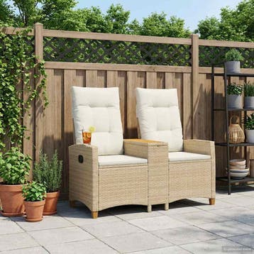 vidaXL Ligbank met tafel 2 -Seater 126 x 65 x 112 cm poly, Verzenden, Nieuw