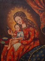 École de Cuzco (XX) - NO RESERVE - Vierge à l’Enfant, Antiek en Kunst