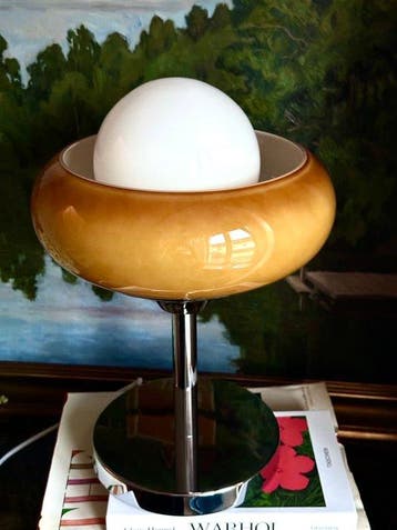 Tafellamp - Glas - Eiertaart in jarenzeventig-stijl