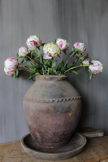 Bos real touch Pioenen in knop cream 63 cm, Ophalen of Verzenden, Nieuw