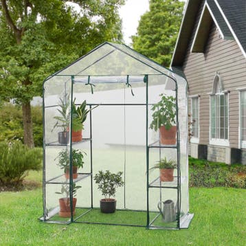 Tuinkas Hoorn met 4 planken 140x73x195 cm transparant [en.ca, Verzenden, Nieuw