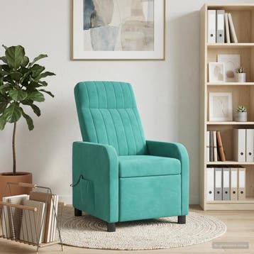 vidaXL Massage Recliner Turquoise fluweel, Verzenden, Nieuw
