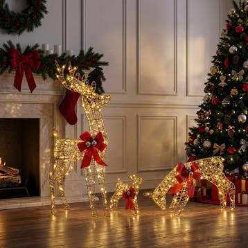 vidaXL Kerstdecoratie rendierenfamilie LOVIISA 3 st 200, Diversen, Verzenden, Nieuw