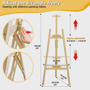 Houten Ezel 150cm - Verstelbare Display Stand voor Schilderi, Dieren en Toebehoren