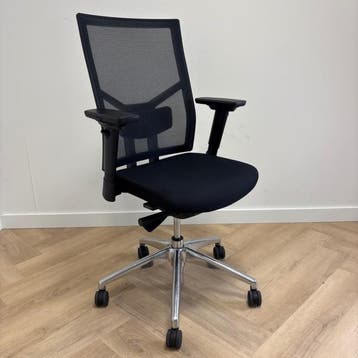 ergonomische bureaustoel + lendesteun, zwart - chroom, Ophalen of Verzenden, Ergonomisch, Gebruikt, Bureaustoel