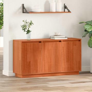 vidaXL Dressoir Bruin Eiken 111 x 34 x 60 cm Massief, Verzenden, Nieuw, Grenenhout, Minder dan 50 cm