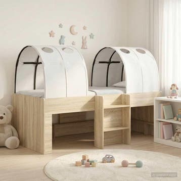vidaXL Bed met Tunnel 3 st Sonoma eiken en wit Bewerkt hout, Verzenden, Nieuw, Bruin, Hout